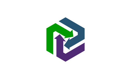 箭头协同标志设计模板矢量照片