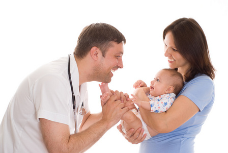 医生及一名女子与新生儿图片