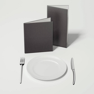 黑色的餐厅，菜单和白板。3d 渲染