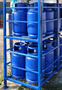 蓝色气瓶装气照片