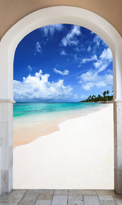 木门拱门出口到海滩加勒比多米尼加再