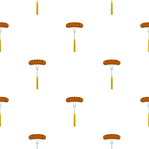 烤香肠烧烤叉图案无缝