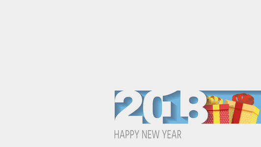 2018新年快乐。数字贺卡的设计。新年横幅与2018数字。图