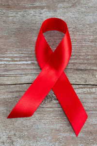 艾滋病意识红丝带。12月1日世界艾滋病日