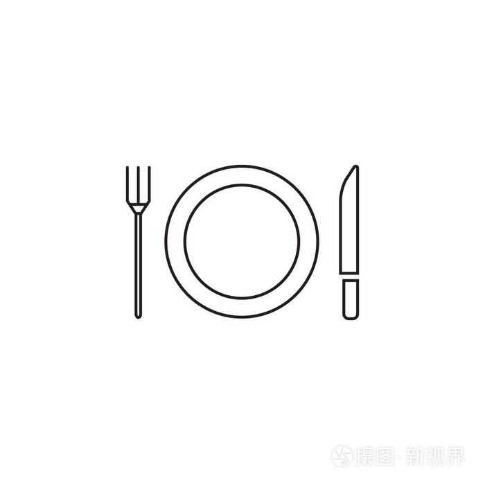 餐叉和刀线图标, 餐具