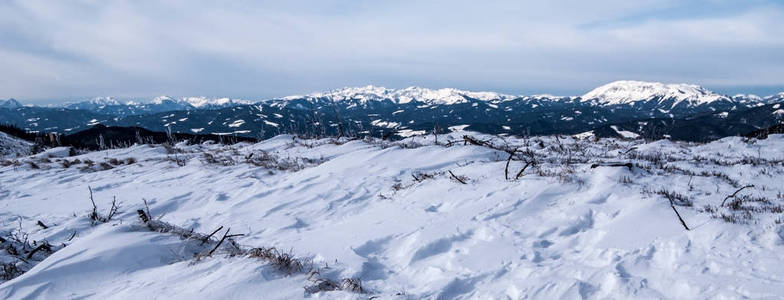 冬季施蒂里亚 Fischbacher 阿尔卑斯山山 Steinriegel hiil 的壮观全景