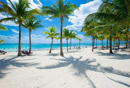 的沙子,蓝色的水和苍白的天空放大模糊黄色温暖的沙子和夏日的大海