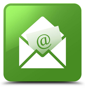 新闻稿电子邮件图标软绿色方形按钮
