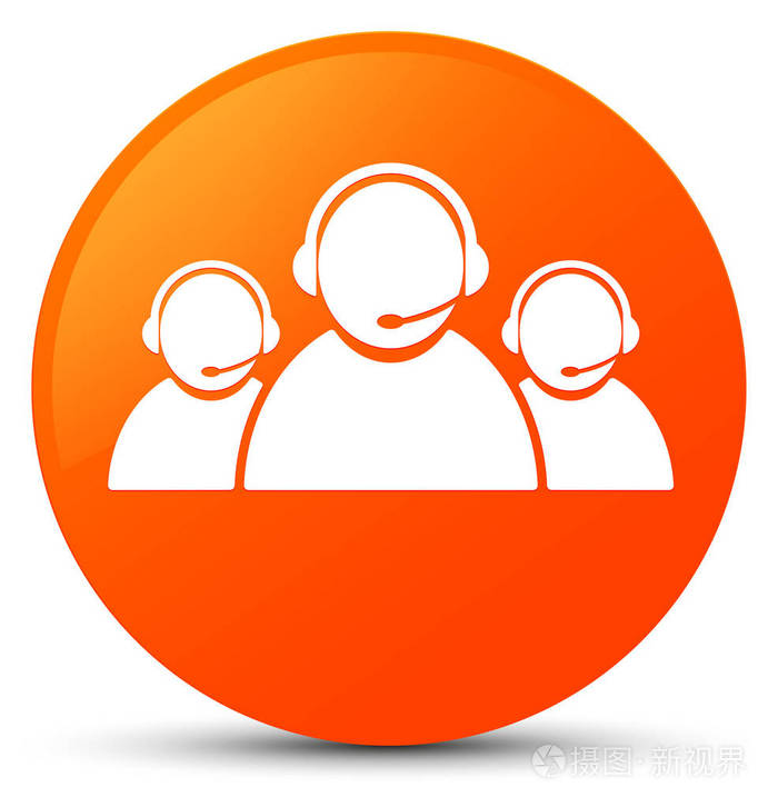 客户服务团队图标橙色圆形按钮