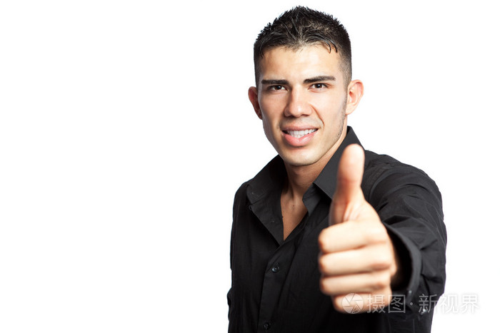 西班牙裔商人竖起大拇指