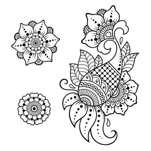 曼海蒂风格.在东方风格的装饰性图案的一套照片