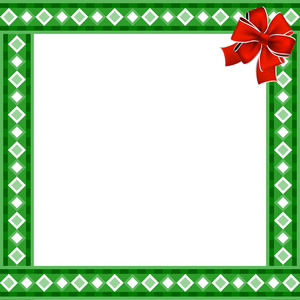 可爱的圣诞节或新年的边界与菱形图案绿色背景