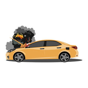 需要火那辆破车被火和烟覆盖着.照片