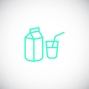 牛奶包装与玻璃平面图标, 矢量, 插图