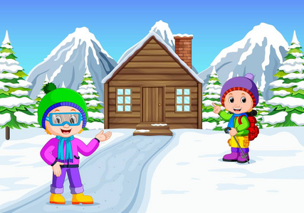 在冬天, 孩子们在雪地里玩耍很快乐