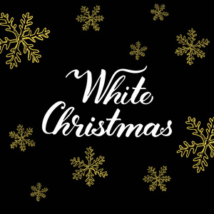 白色的圣诞节 手工绘制的图形元素和字样的金色和黑色的颜色
