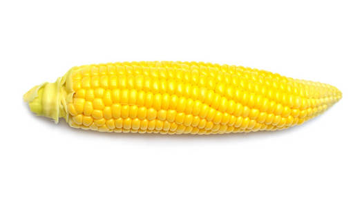 孤立在白色背景上的一个玉米。顶视图平
