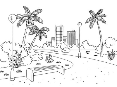 公园概念笔画符号设计.