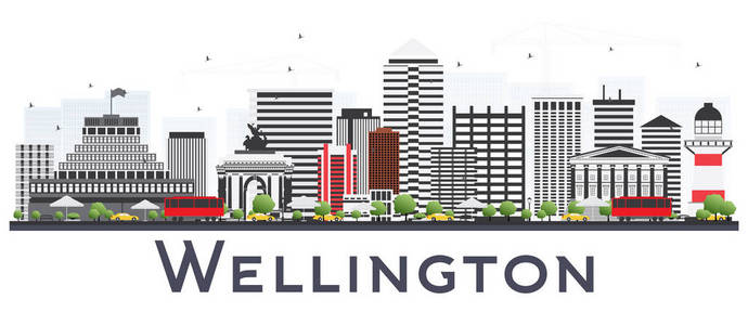 惠灵顿新西兰城市天际线与灰色大厦隔绝了