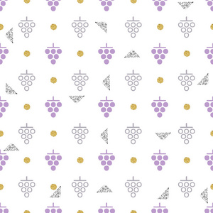 无缝的紫葡萄，与黄金点闪光模式的背景