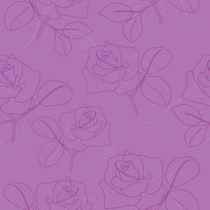 矢量紫罗兰无缝图案玫瑰