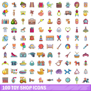 100玩具店图标集, 卡通风格