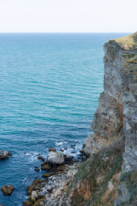 保加利亚。海角 Kaliakra, 黑海和一个高岩石海岸