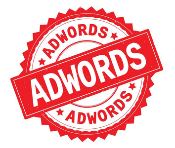 带有字形边框的 Adwords 红色文本圆形图章