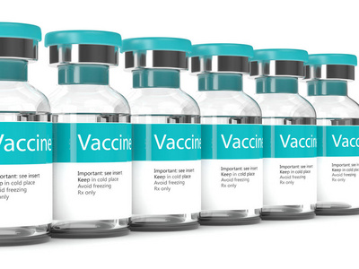 3d. 在白色隔离的疫苗瓶的渲染