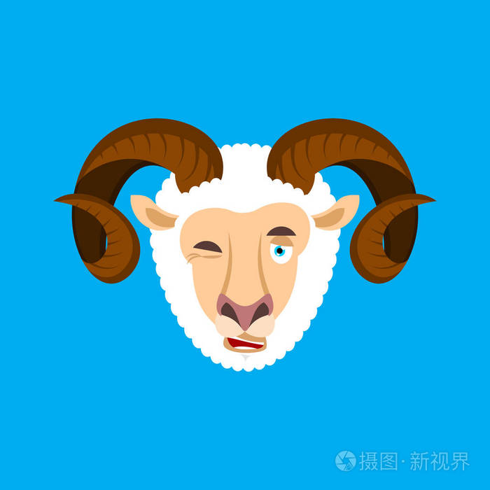 ram眨眼脸头像绵羊农场动物快乐表情向量i