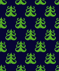 绿色圣诞枞树的涂鸦矢量无缝模式