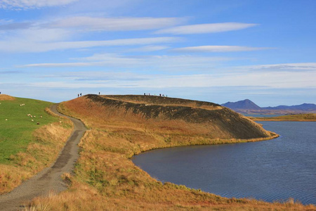 Skutustadagigar，pseudocrater 在冰岛米湖