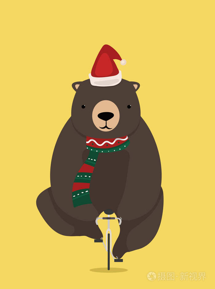 熊圣诞老人骑自行车
