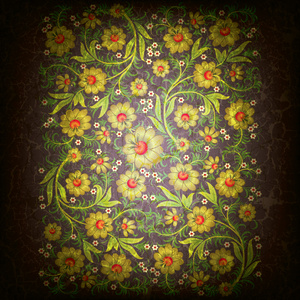 抽象 grunge 花卉饰品用金鲜花