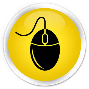 鼠标图标高级黄色圆形按钮