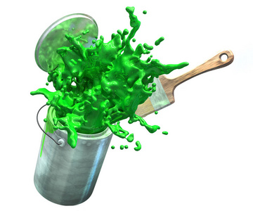 3d 油漆桶绿色油漆的图示