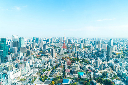 东京城市天际线与东京塔