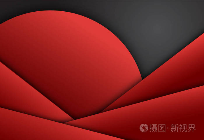 红色和黑色抽象层的几何背景卡安