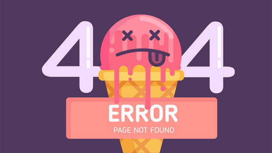 404冰淇淋错误页未找到平面矢量图形背景