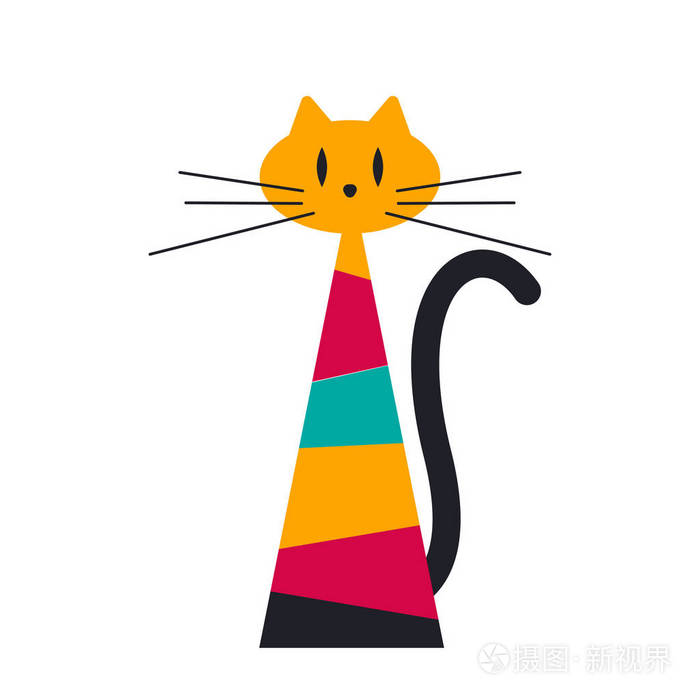 抽象的几何猫插画-正版商用图片02lv0h-摄图新视界