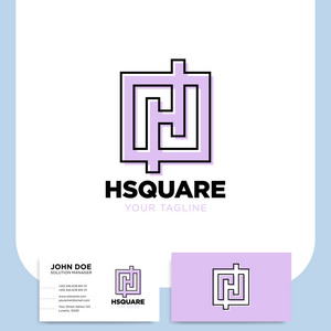 简单的 H 字母标志在正方形或框架模板与业务 c