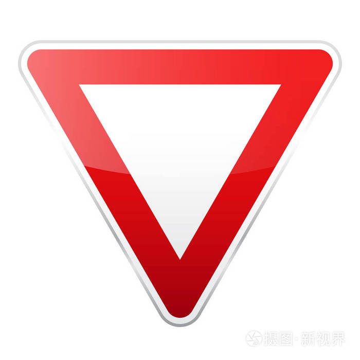 白色背景的道路红色标志道路交通管制车道使用监管标志停止和屈服街