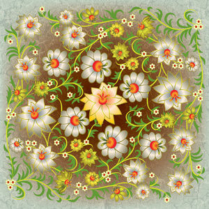 抽象 grunge 花卉装饰用花