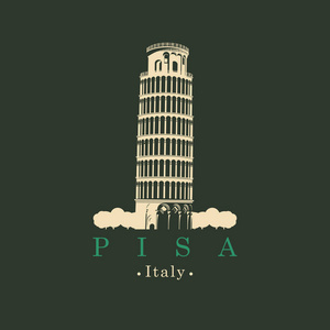 矢量图像意大利斜塔在比萨