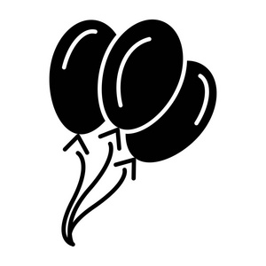 气球图标，矢量插画，孤立的背景上的黑色标志