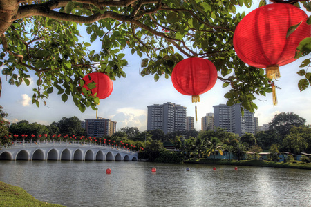 中国花园的红灯笼图片
