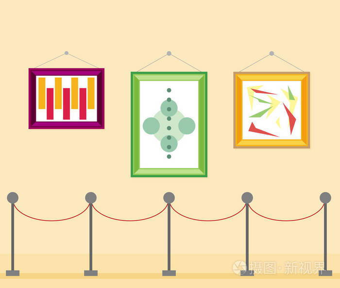 艺术画廊在博物馆在平的样式.矢量插图插画-正版商用图片02mbpy-摄图