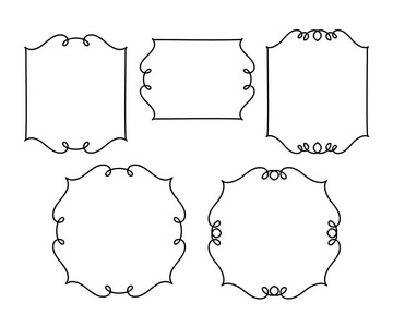 设置矢量复古帧。矢量插图。黑色在白色