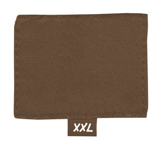 白色背景上的空白的棕色纺织品标签