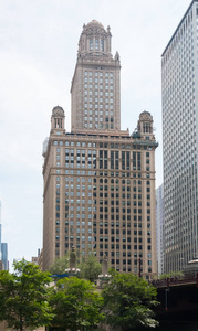 芝加哥市中心一条街的大建筑图片